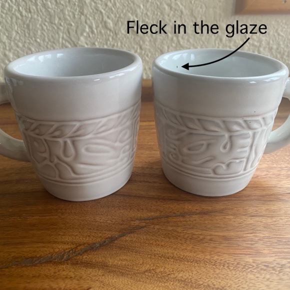 FRANKOMA Cups Mayan Aztec White Sand Mid Century 1950s Set 2 Marked 7C excellent - Picture 7 of 7